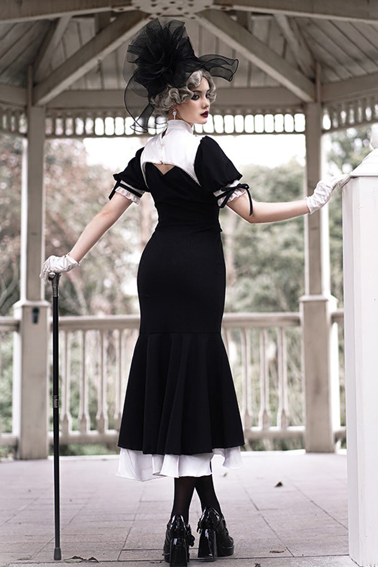 Black Nun Style Prayer for the Dead Stitching Lace Sheer Gothic Lolita Dress Two-piece Set - Product - 7