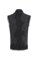 Black Lapel Collar Sleeveless Slim Men's Punk Vest - Product - 7