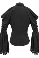Black Off The Shoulder Trumpet Sleeves Sexy Womens Gothic Blouse - Product - 6