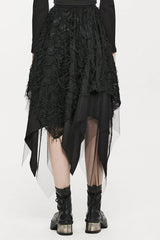 Black Butterfly Metal Buckle Irregular Hem Ripped Women's Punk Skirt - Product - 3