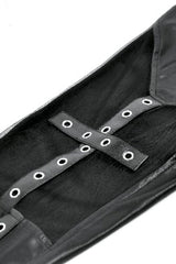 Black Cross Lace-Up PU Sheer Mesh Women's Gothic Punk Pants - Product - 12