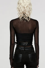 Black Adjustable Cross Metal Ring Buckle Women's Halter Steampunk Body Harness - Product - 3