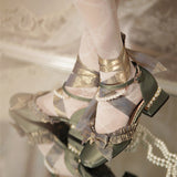 Romance Bowknot Lace Pearl Sweet Elegant Lolita Shoes 4 Colors - Product - 12