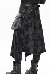 Black Chain Rivet Buckle Men's Gothic Skirt - Product - 6