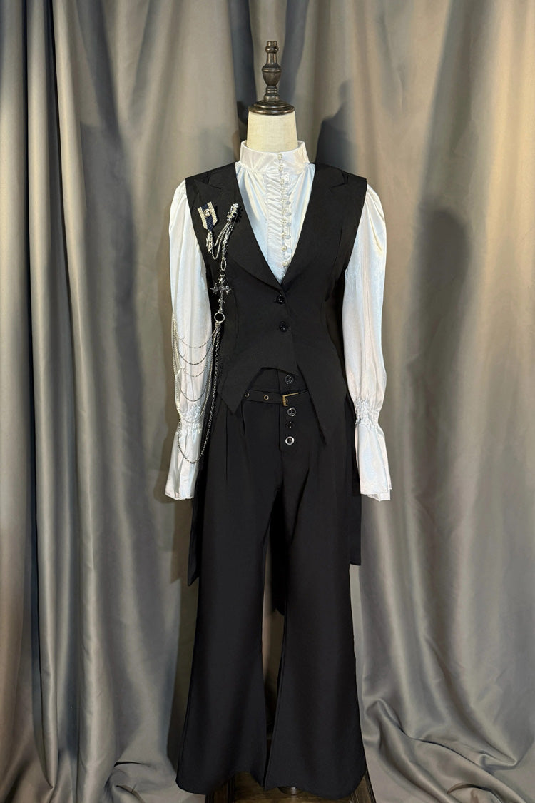 Black [Royal Knight] Gothic Vintage Cool Royal Ouji Lolita (Blouse / Shorts / Vest / Pants) - Product - 2