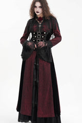 Red Buckle-up Tassels Women's Gothic Jacket with Hood - Product - 2