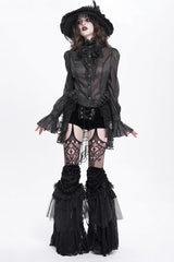 Black Stand Collar Ruffle Sheer Women's Swallow-tailed Gothic Blouse - Product - 10