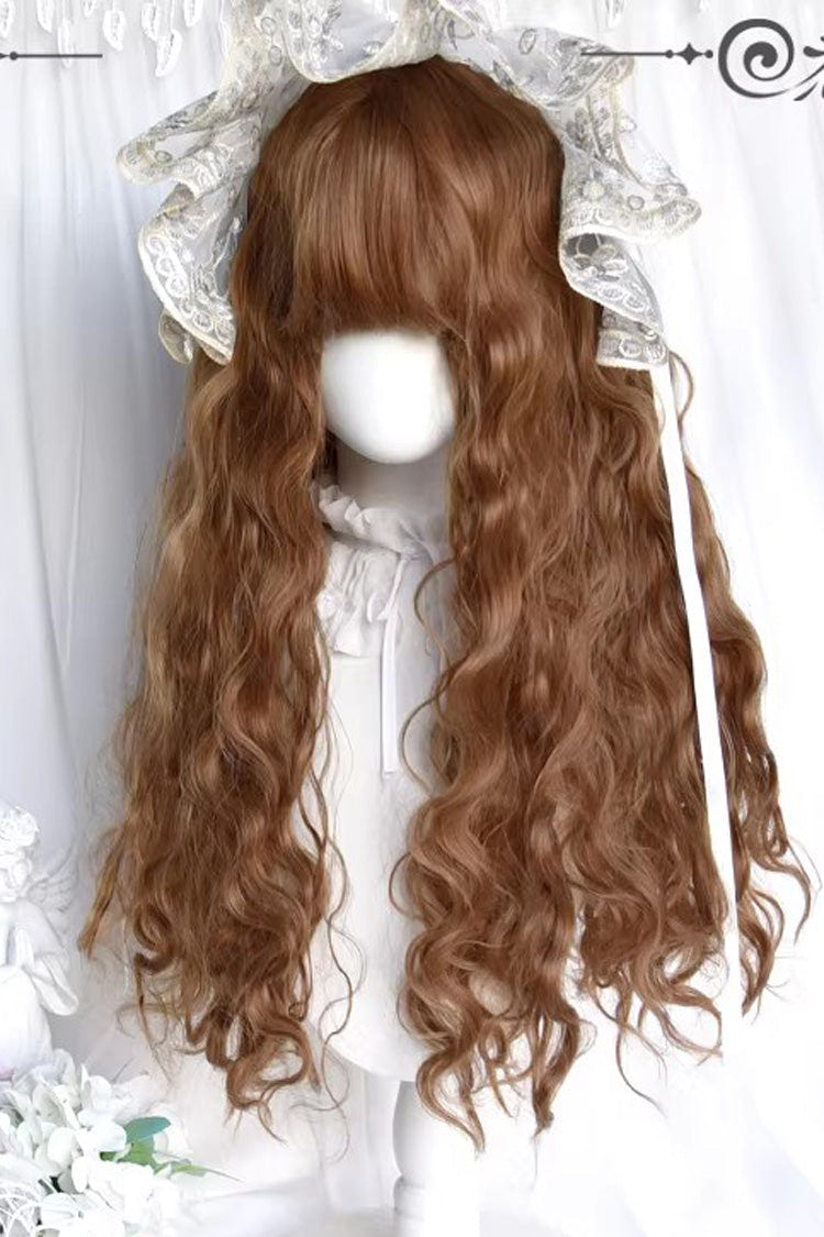 Honey Golden Brown [Castle Girl] Vintage Elegant Lolita Wool Curl Doll Wig - Product - 4
