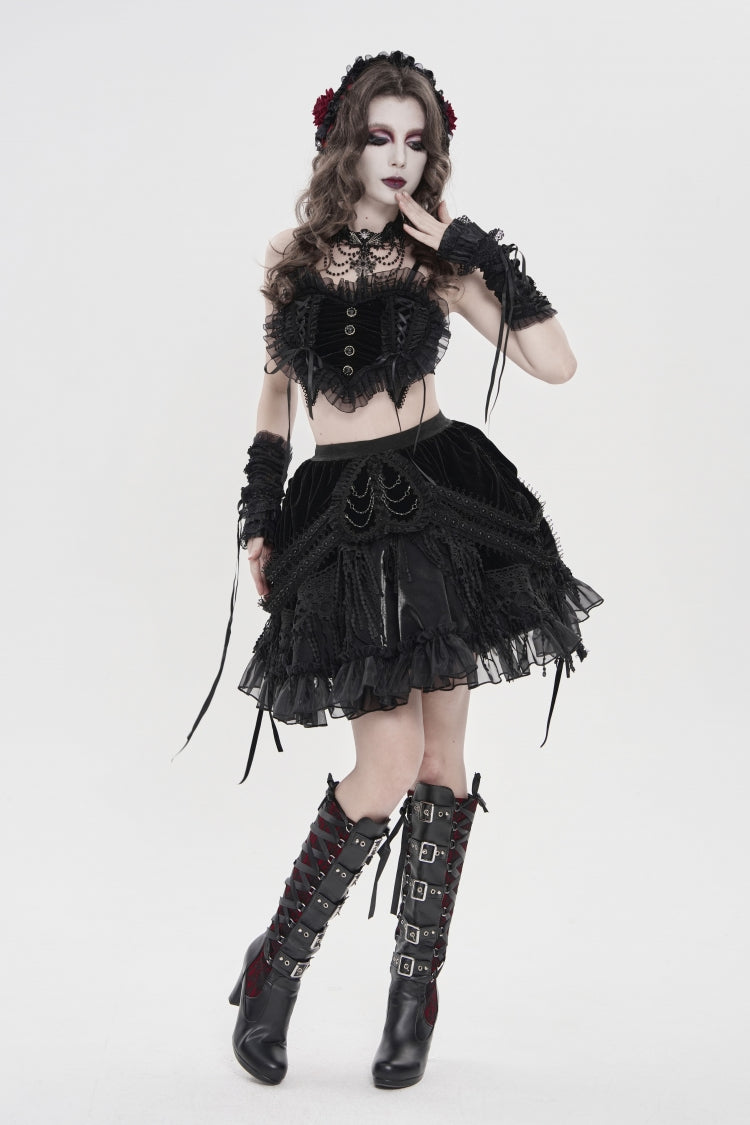Black Multi-Layered  Tassels  Chain-Decorated Women's Gothic Skirt - Product - 2
