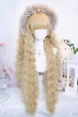 Light Gold Roman Ringlet Curls Long Wig with Blunt Bangs Sweet Lolita Style - Product - 2