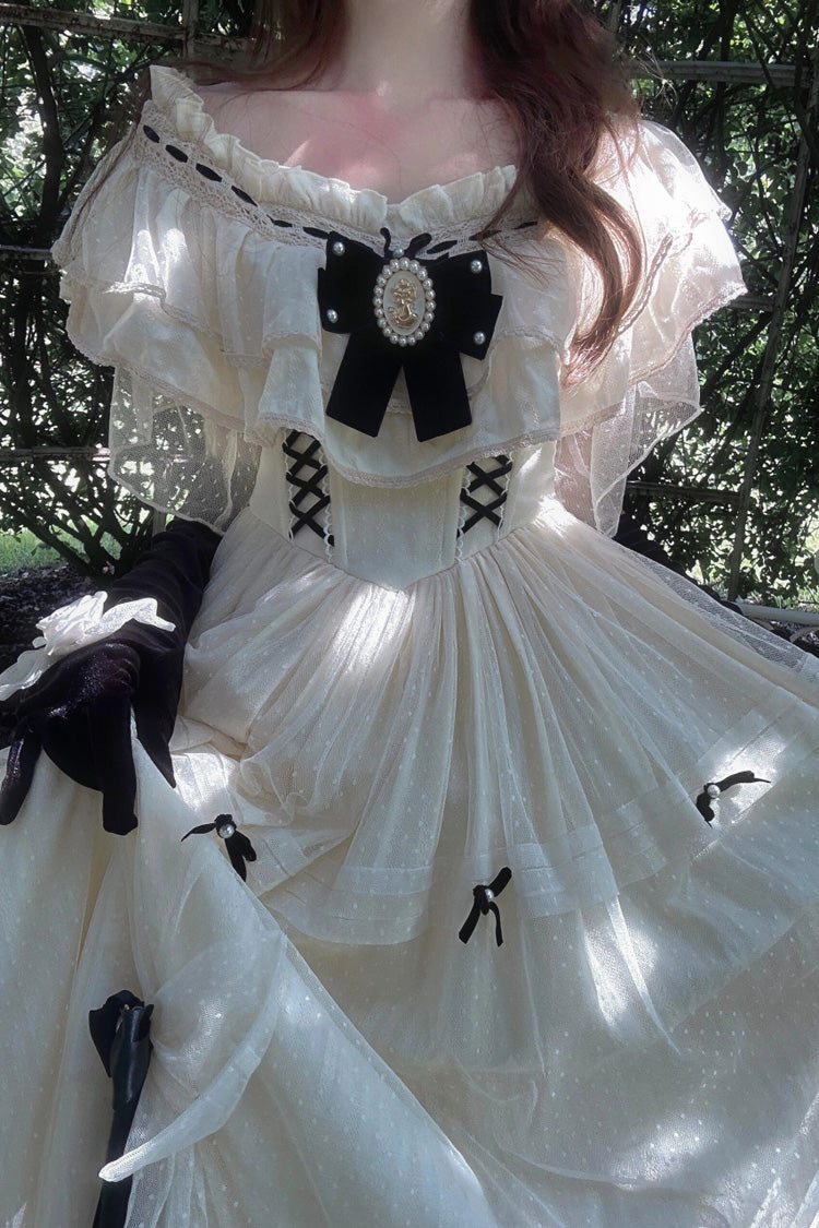 Ivory Off Shoulder Bowknot Sweet Elegant Princess Lolita Dress - Product - 8
