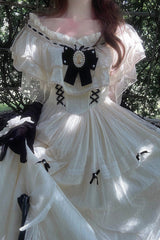 Ivory Off Shoulder Bowknot Sweet Elegant Princess Lolita Dress - Product - 8