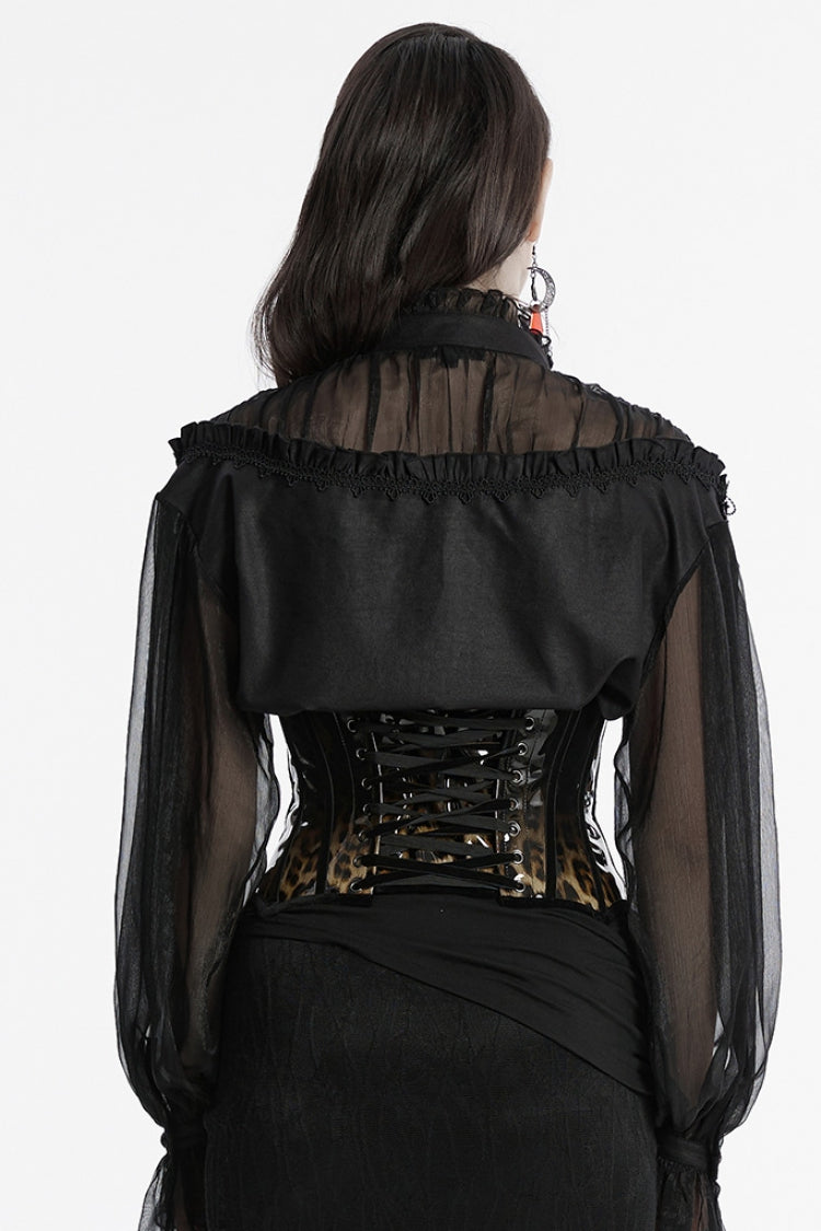 Black/Coffee Gradient Patent Leather Women's Gothic Underbust Corset - Product - 3