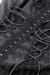 Black Sleeveless Cut-Out Lace Trim Side Lace-Up Women's Gothic Sexy Corset Top - Product - 17