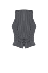 Black/White Striped Buckled Women's Gothic College Style Vest - Product - 14