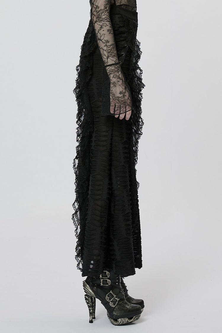 Black Wave Three-Dimensional Lace Ripped Women's Gothic Skirt - Product - 2