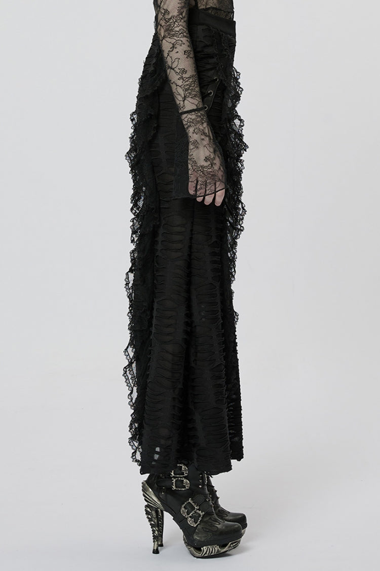 Black Wave Three-Dimensional Lace Ripped Women's Gothic Skirt - Product - 2