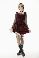 Red/Black Sleeveless Layered Plaid Ruched Women's Cake Dress Graduation Dress - Product - 7