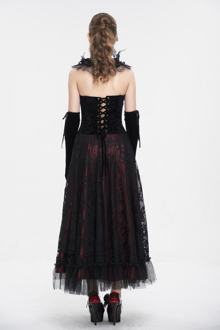 Black/Red Lace Up Women's Gothic Corset - Product - 6
