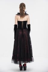 Black/Red Lace Up Women's Gothic Corset - Product - 6