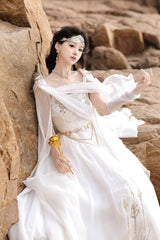 White [Aurelia of the Holy Light] Square Collar Printed Embroidered Chain-Decorated Sweet Elegant Lolita Dress - Product - 8