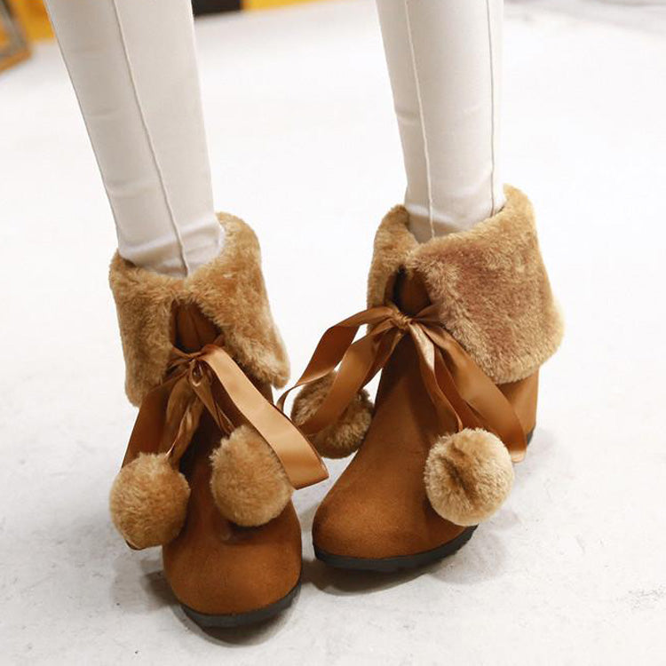 Cute Loli Furball Sweet Lolita Boots 3 Colors - Brown - 2