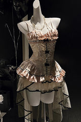 Golden Rose Ruffle Embroidery Lace Sweet Gorgeous Lolita Skirt Set - Product - 7