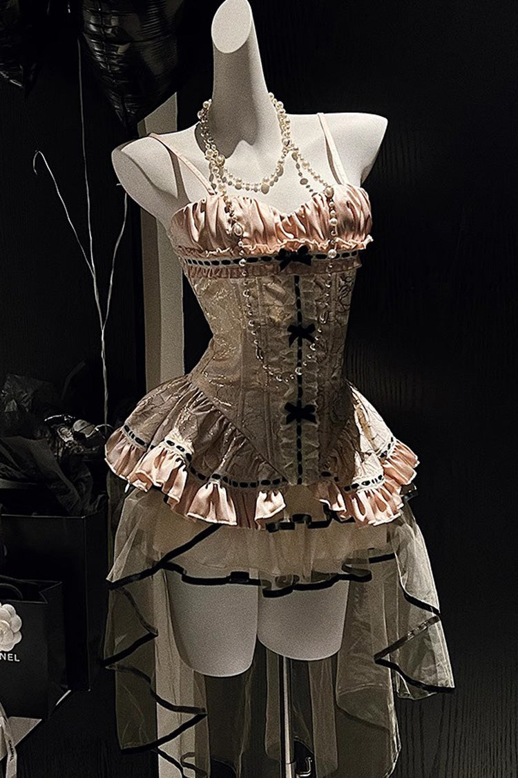 Golden Rose Ruffle Embroidery Lace Sweet Gorgeous Lolita Skirt Set - Product - 7