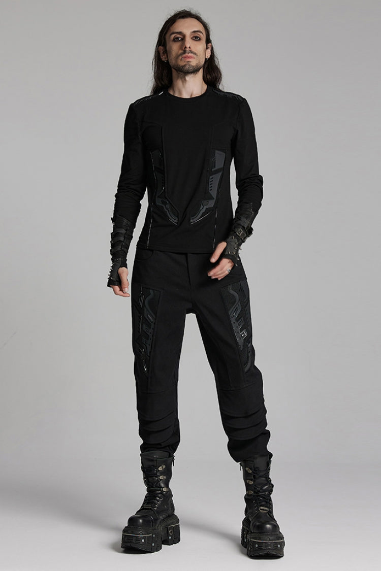 Black 3D Amor Patch Stitching Men's Punk Pants - Product - 4