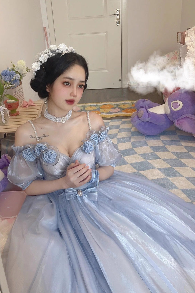 Blue Bowknot Plus Size Elegant Princess Sweet Lolita Dress - Product - 4