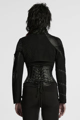 Black Batlike Stitching Zipper Women's Punk Underbust Corset - Product - 3