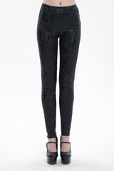 Black Stretch Pentagram Knit Special Print Women's Gothic Leggings - Black - 1