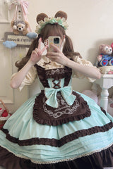 Raw Chocolate Mille Crepe Ruffle Bowknot Sweet Princess Lolita Jsk Dress 3 Colors - Product - 6