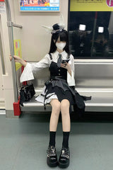 White/Black NSA Agent Gothic Irregular Lolita Skirt Set - Product - 5