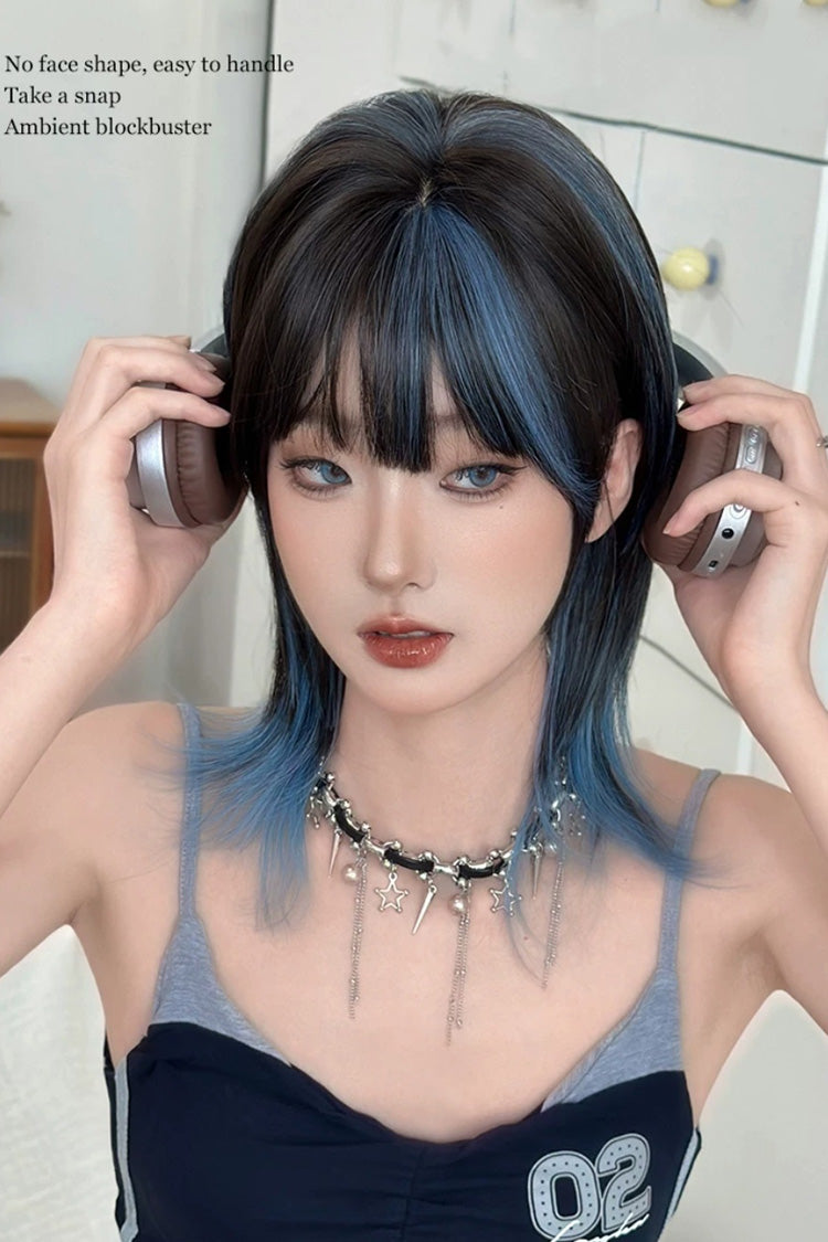 Ombre Wolf Cut Samurai Style Clavicle‑Length Sweet Lolita Full Wig 2 Colors - Product - 5