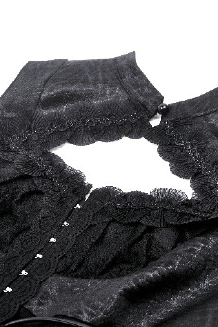 Black Sleeveless Cut-Out Lace Trim Side Lace-Up Women's Gothic Sexy Corset Top - Product - 14