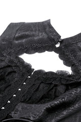 Black Sleeveless Cut-Out Lace Trim Side Lace-Up Women's Gothic Sexy Corset Top - Product - 14