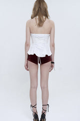 White Sleeveless Chiffon Front Lace Back Drawstring Straps Backless Women's Punk Blouse - Product - 8