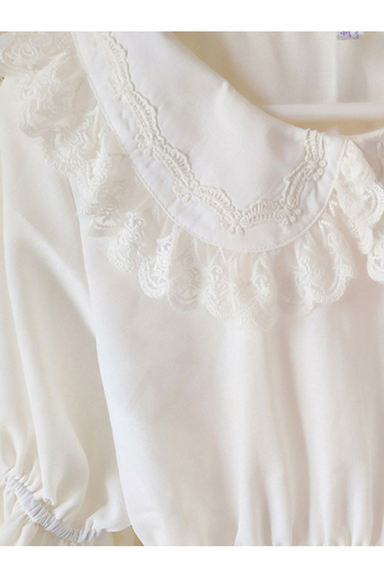 White Chiffon Doll Collar Half Sleeve Sweet Lolita Shirt - Product - 5