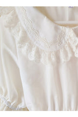 White Chiffon Doll Collar Half Sleeve Sweet Lolita Shirt - Product - 5