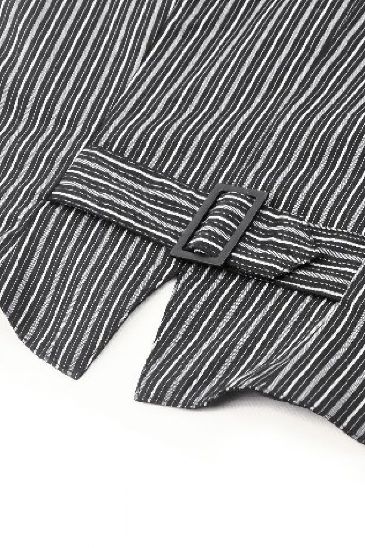 Black/White Striped Buckled Women's Gothic College Style Vest - Product - 16