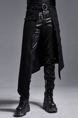 Black Rings Irregular Men's Gothic Skirt with Belts - Black - 1