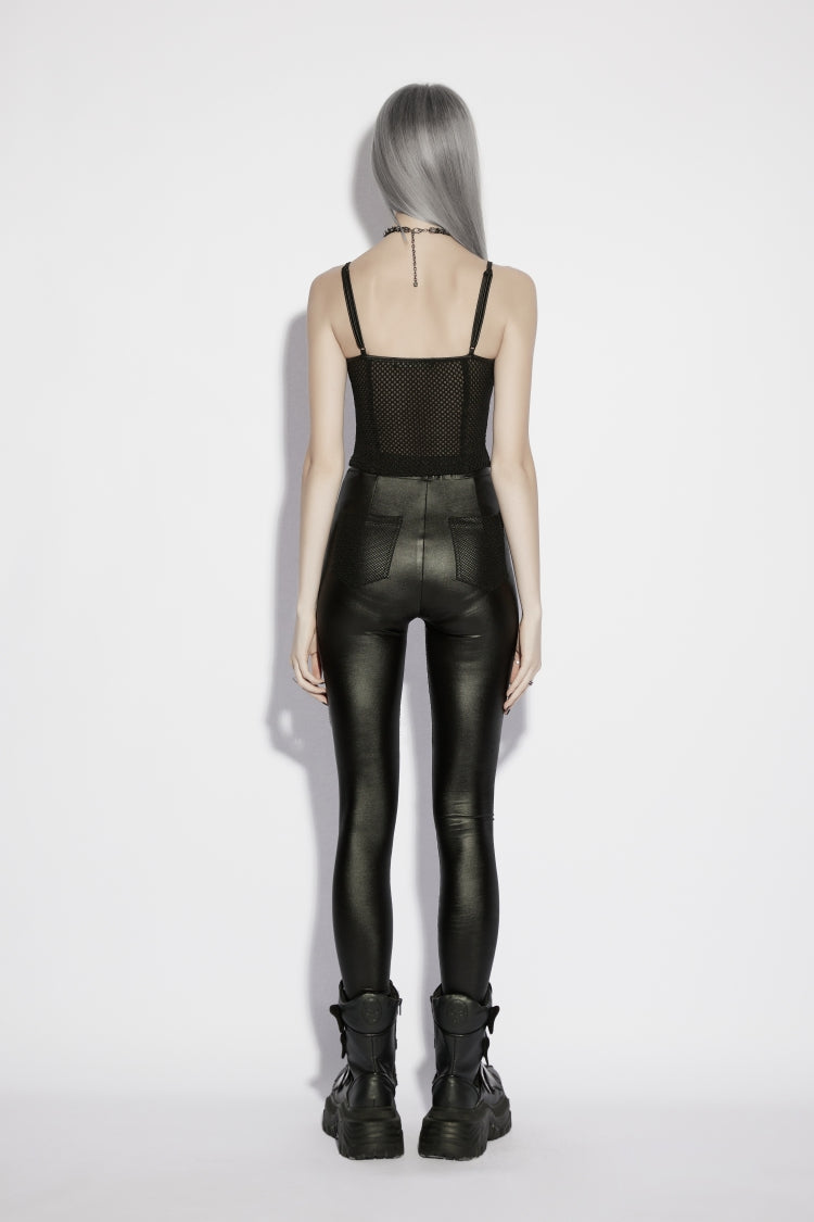 Black Off Shoulder Spliced Slim Mesh Eyelet Women's Punk Cool Corset - Product - 4