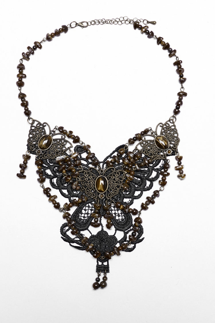 Brown Irregular Beaded Butterfly Women's Punk Necklace - Product - 5