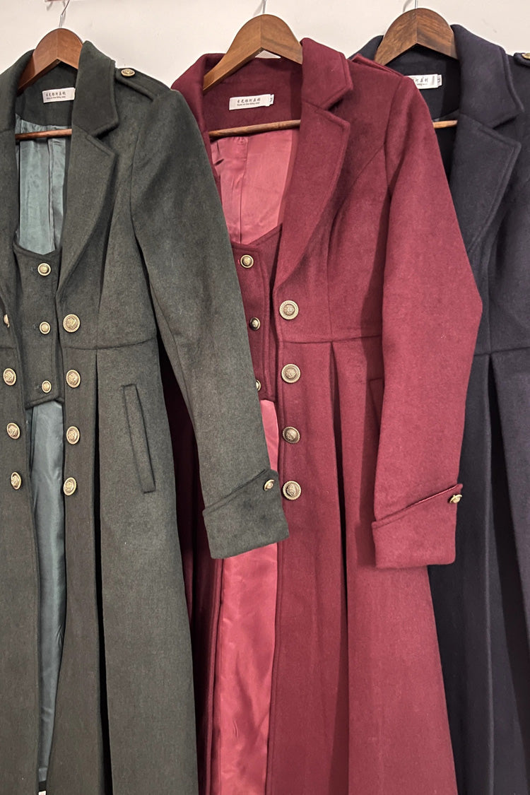 [Paranoid’s Punishment ] Wool Long Sleeves Slim Gothic Lolita Trench Coat 4 Colors - Product - 15