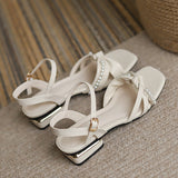 Pearl Chain Decoration Sweet Elegant Sandals 2 Colors - Product - 8