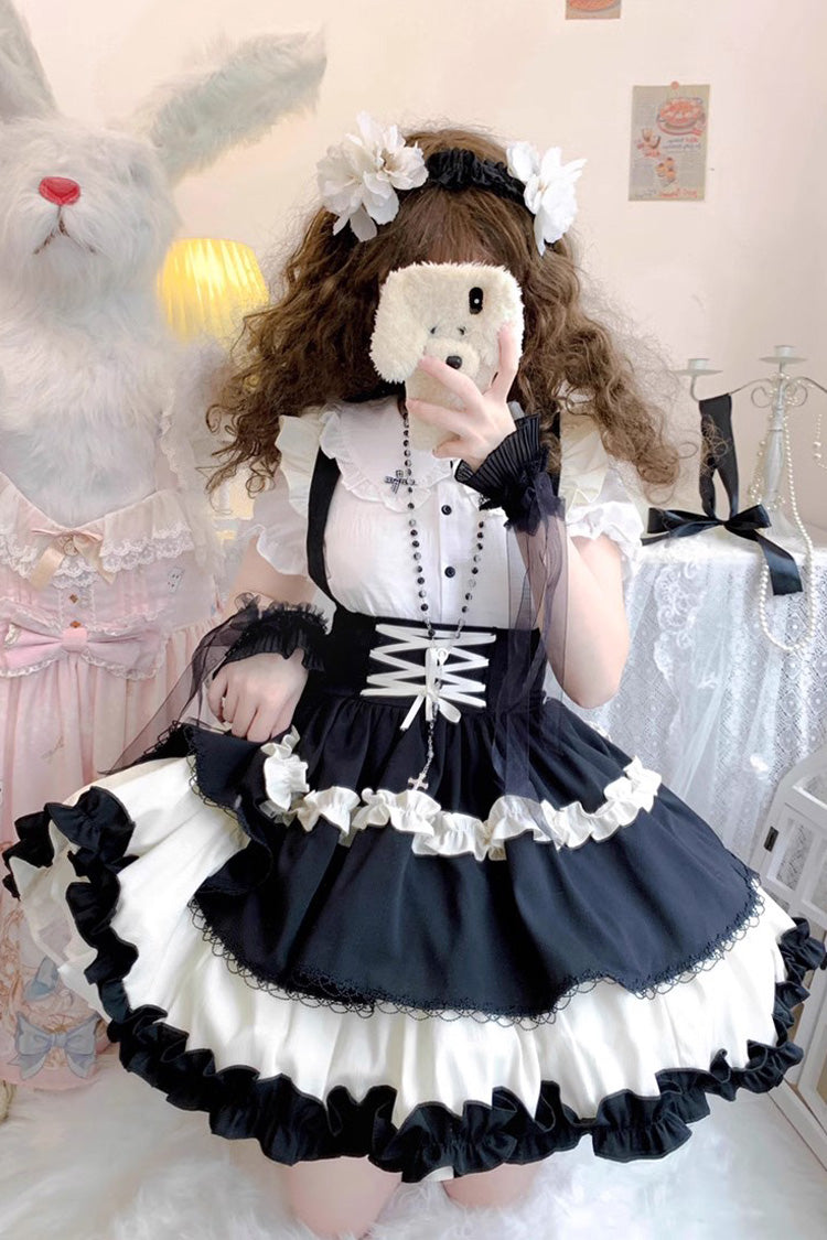 Strappy Doll Collar Ruffle Sweet Lolita Tiered Skirt 7 Colors - Product - 11