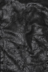 Black V Collar Sleeveless Stitching Lace-Up Irregular Mesh Women's Gothic Long Vest - Product - 7