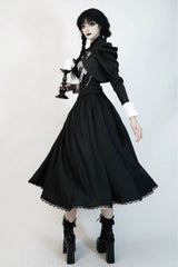 Black [Demon’s Eye] Sleeveless Ruffled Bow Gothic Lolita Dress Long Version - Product - 5