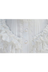 Solid Color Lantern Sleeves Stand Collar Bowknot Tie Classic Lolita Blouse 4 Colors - Product - 7